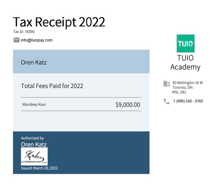 Sample child care receipt by TUIO